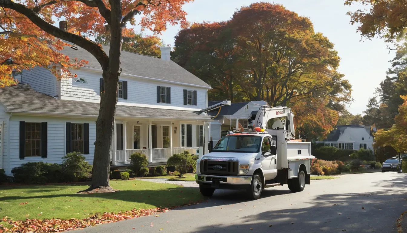 A tree service provider working safely on a residential tree in Coatesville